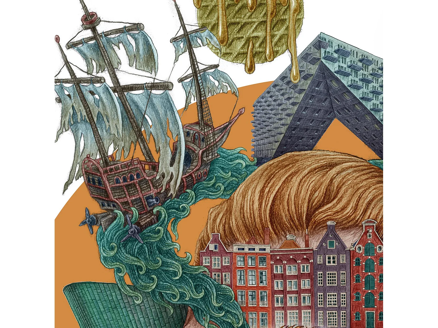 Poster, niederländisches Stadtdekor, Amsterdam, 59,5 x 84 cm Amsterdamer Kunst, urbaner Druck.