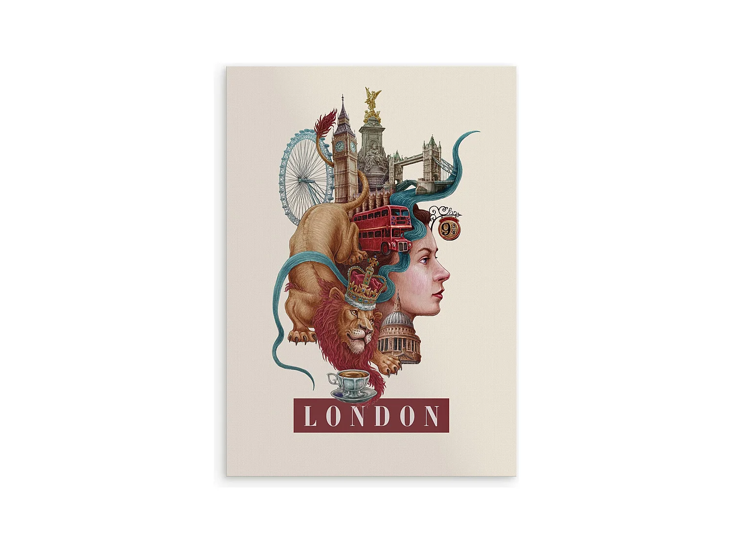Affiche, décor urbain Londres, Londres art, affiche paysage urbain minimaliste Londres, 59,5x84 cm.