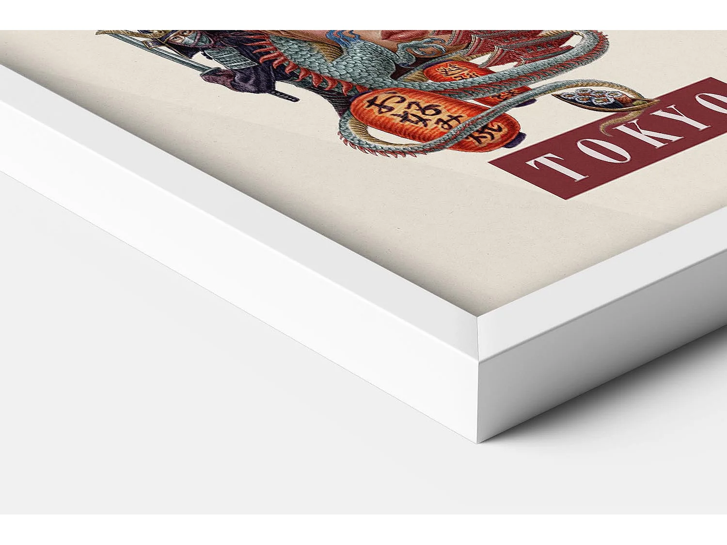 Gerahmtes Bild, japanisches Stadtdekor, Tokio-Druck in weißem Rahmen, Bild im städtischen Tokio-Stil, 40 x 60 cm.