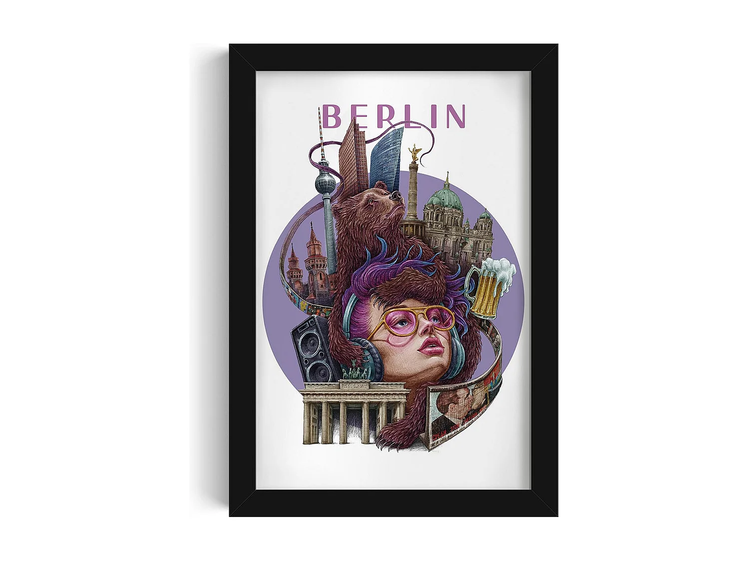 Ingelijste foto, Duits stadsdecor, zwart ingelijste foto Berlijn, 20x30 cm Berlijnse kunst, stedelijke print.