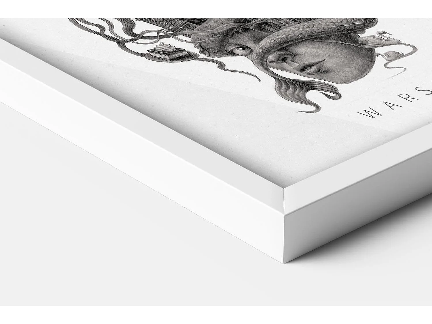 Gerahmtes Bild, polnisches Dekor, weißer Rahmen, Warschauer Kunst, Warschauer minimalistischer Druck, urbanes Design 20x30 cm.