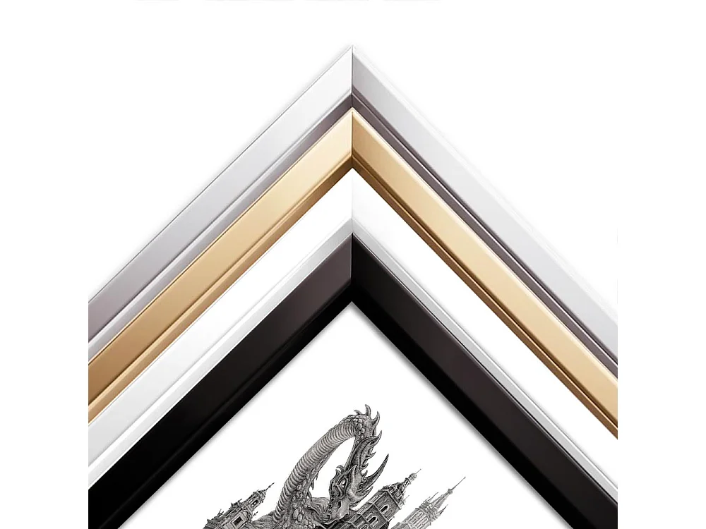 Foto in lijst, ingelijst Pools stadsdecor, Krakau witte lijstkunst, Krakau minimalistische muurprint 40x60 cm