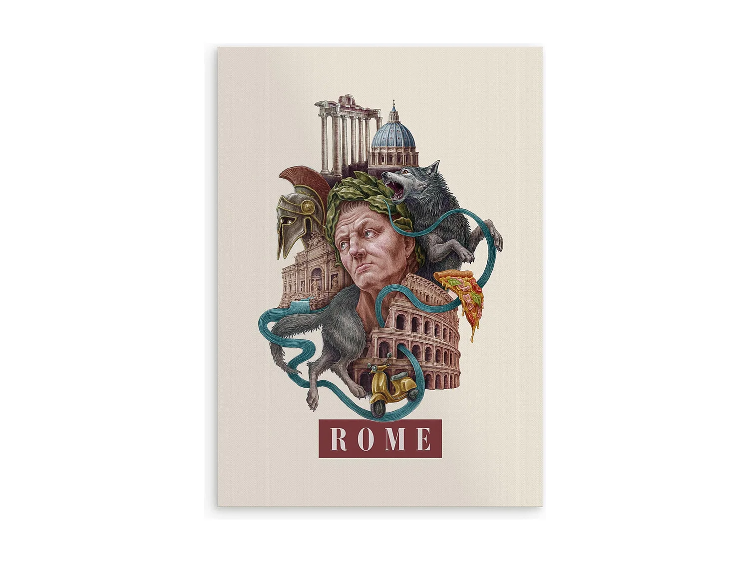 Affiche, décor italien, Rome art, 59,5x84 cm design Rome, imprimé urbain élégant Rome.