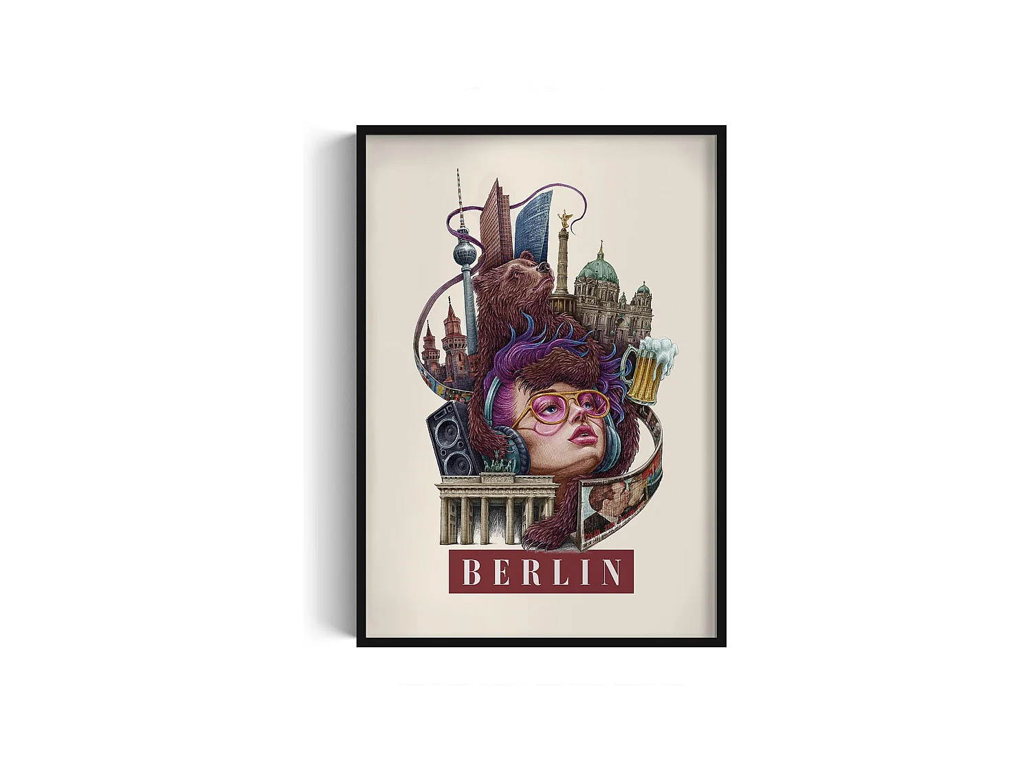 Image dans un cadre, décor allemand moderne, cadre noir Berlin art, image minimaliste Berlin, 70x100 cm Berlin art.