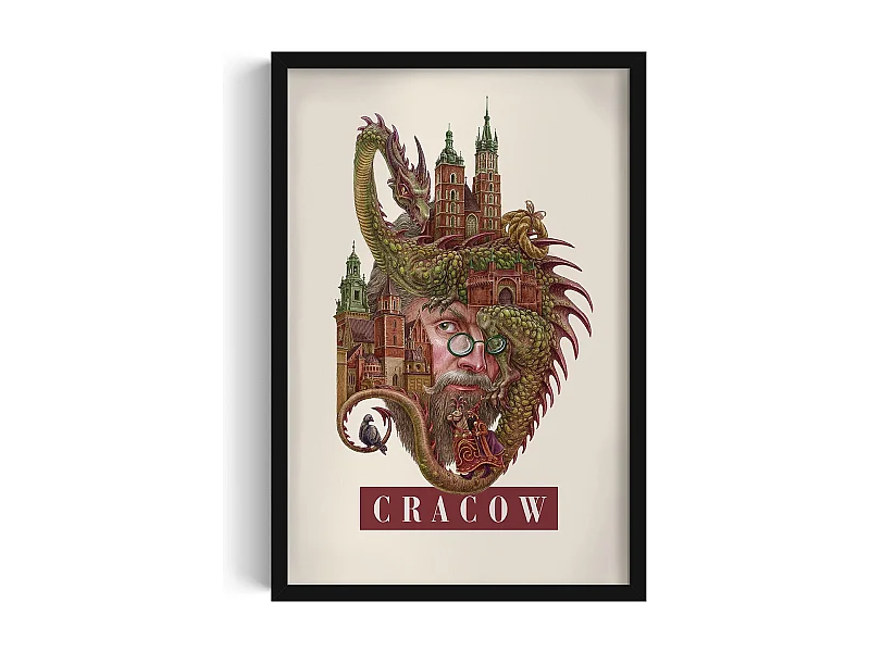 Foto in lijst, moderne Poolse kunst, Krakau ingelijst decor, Krakau minimalistische stedelijke print, kunst aan de muur 40x60 cm.