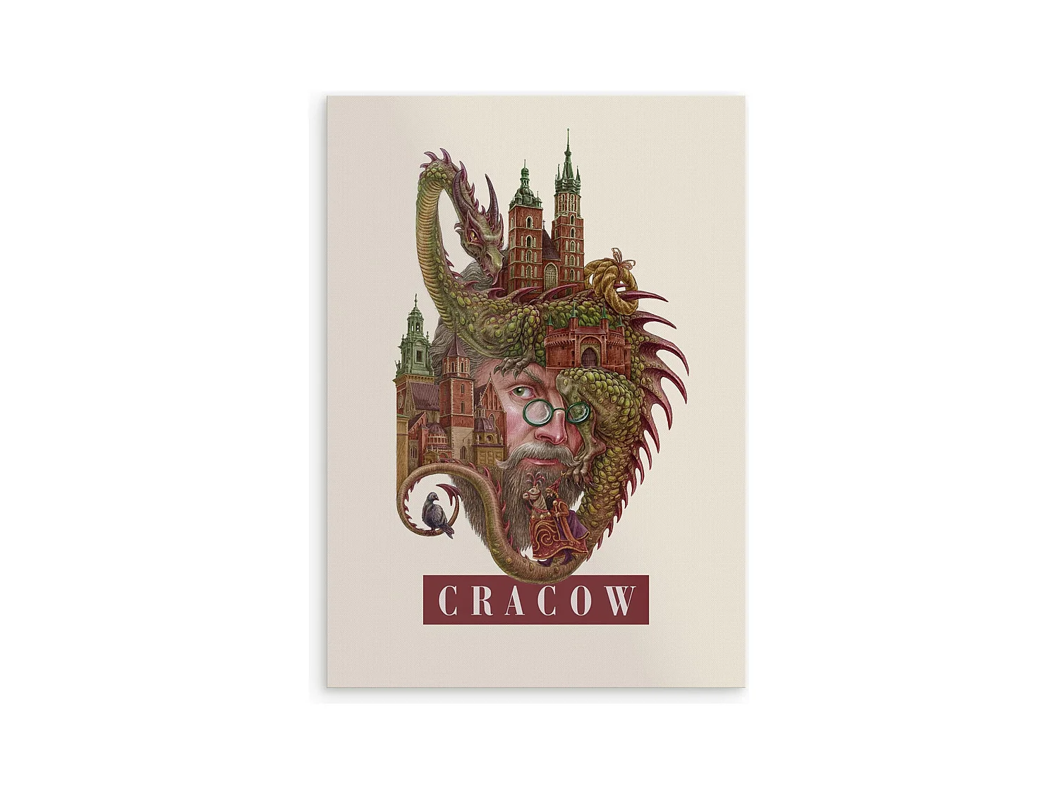 Affiche, art polonais moderne, décor de Cracovie, imprimé urbain minimaliste de Cracovie, art mural 59,5x84 cm.