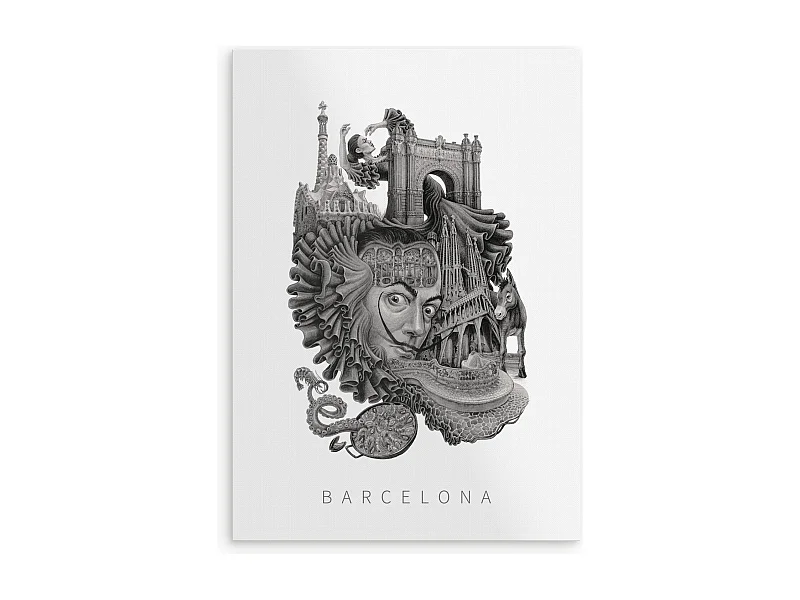 Poster, lebendiges spanisches Dekor, Barcelona-Kunst, minimalistischer Barcelona-Stadtdruck, 42 x 59,4 cm.