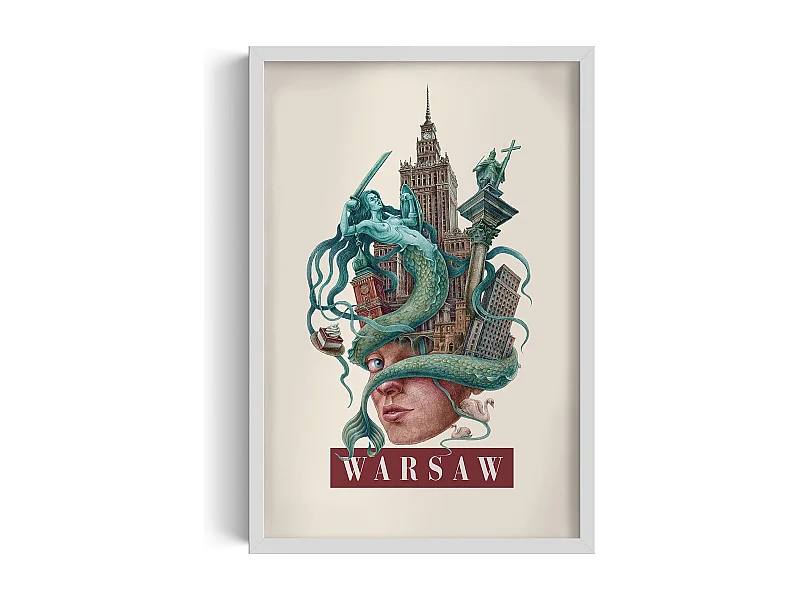 Bild im Rahmen, modernes Stadtdekor, gerahmte Kunst aus Warschau, minimalistischer Stadtdruck aus Warschau, Warschauer Design 40x60 cm.