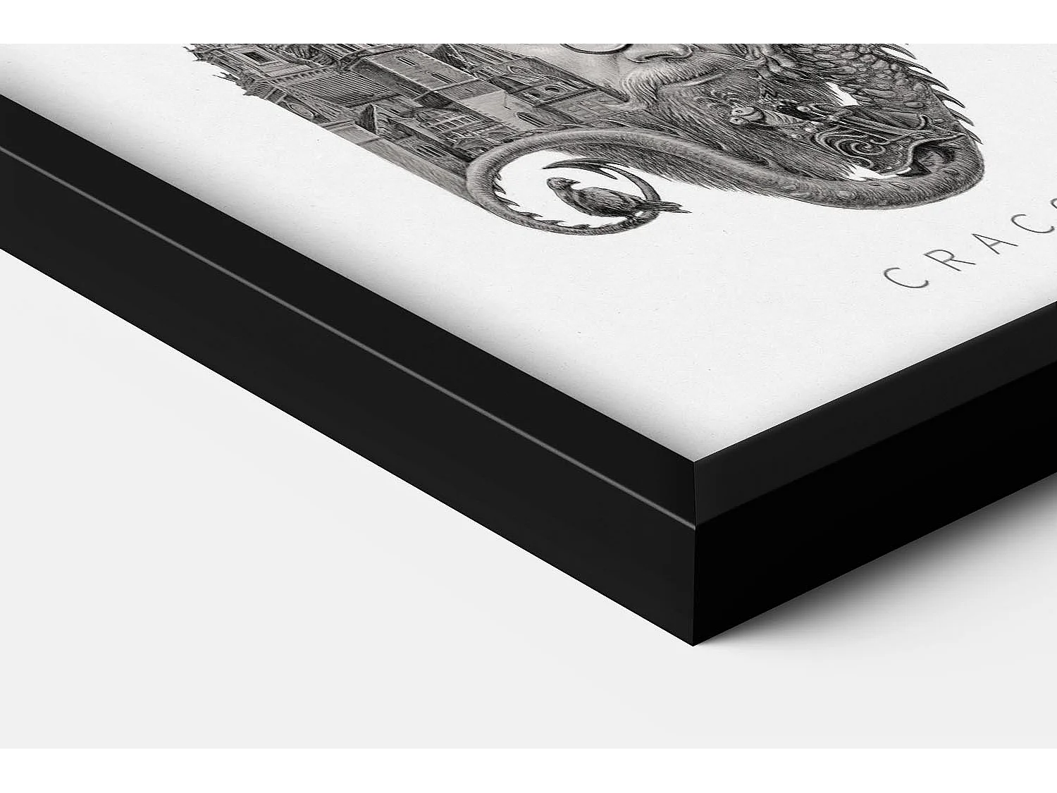 Bild im Rahmen, gerahmtes polnisches Stadtdekor, Krakauer schwarzer Rahmenkunst, Krakauer minimalistischer Wanddruck 20x30 cm