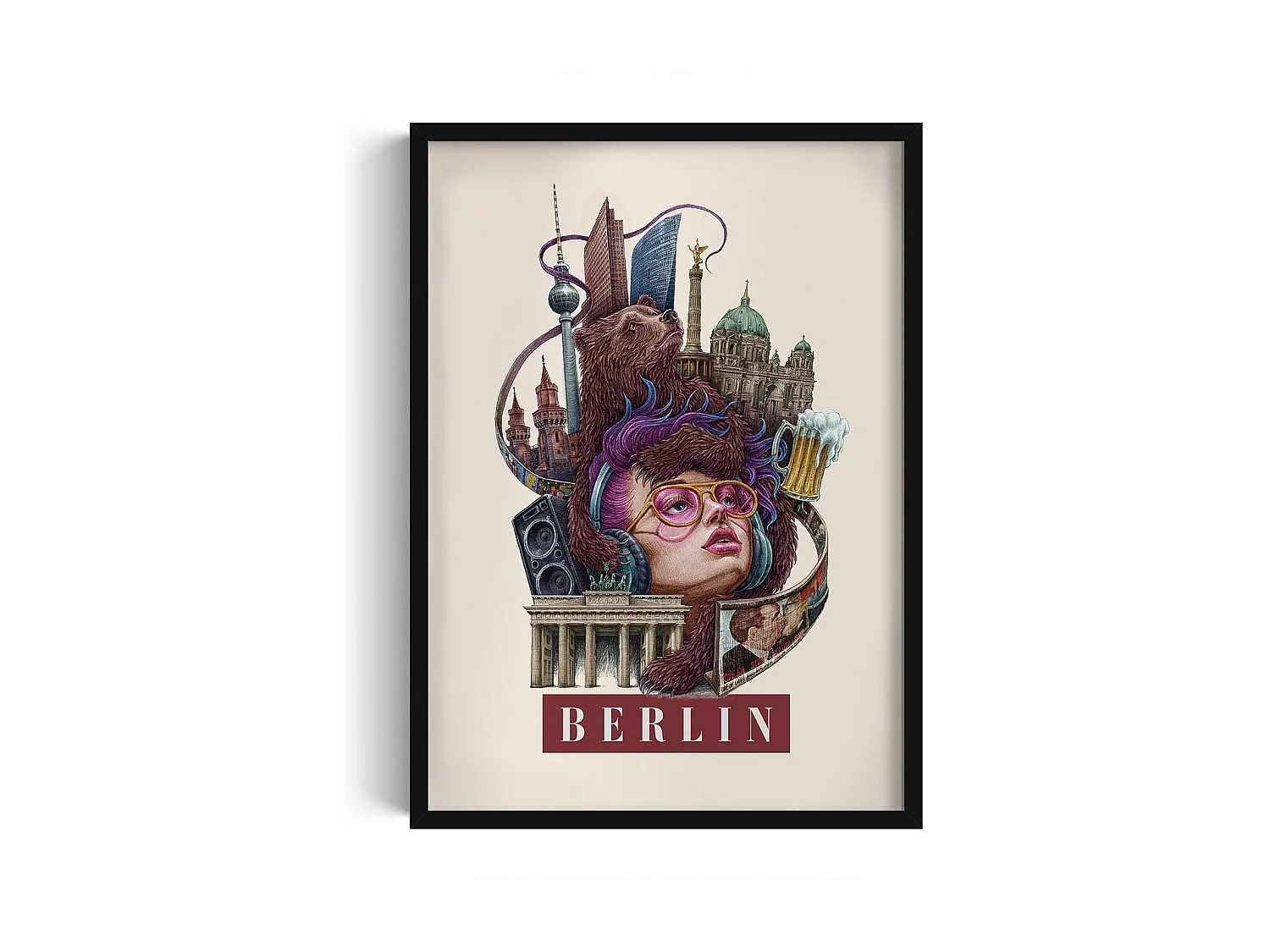 Bild im Rahmen, modernes deutsches Dekor, schwarzer Rahmen Berlin-Kunst, minimalistisches Bild Berlin, 50x70 cm Berlin-Kunst.