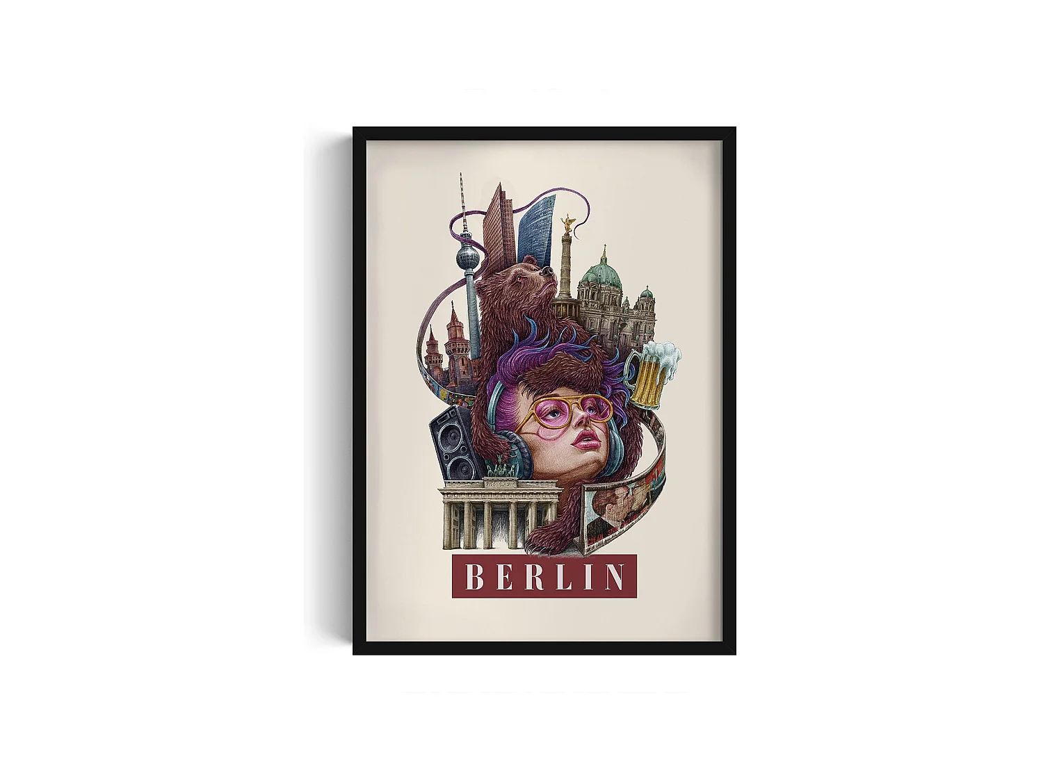 Image dans un cadre, décor allemand moderne, cadre noir Berlin art, image minimaliste Berlin, 50x70 cm Berlin art.