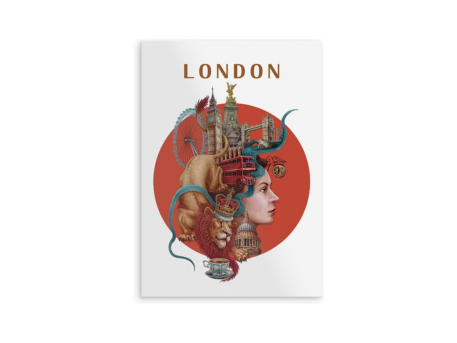 Affiche, décor de ville britannique, Londres, 59,5x84 cm art londonien, imprimé urbain Londres.