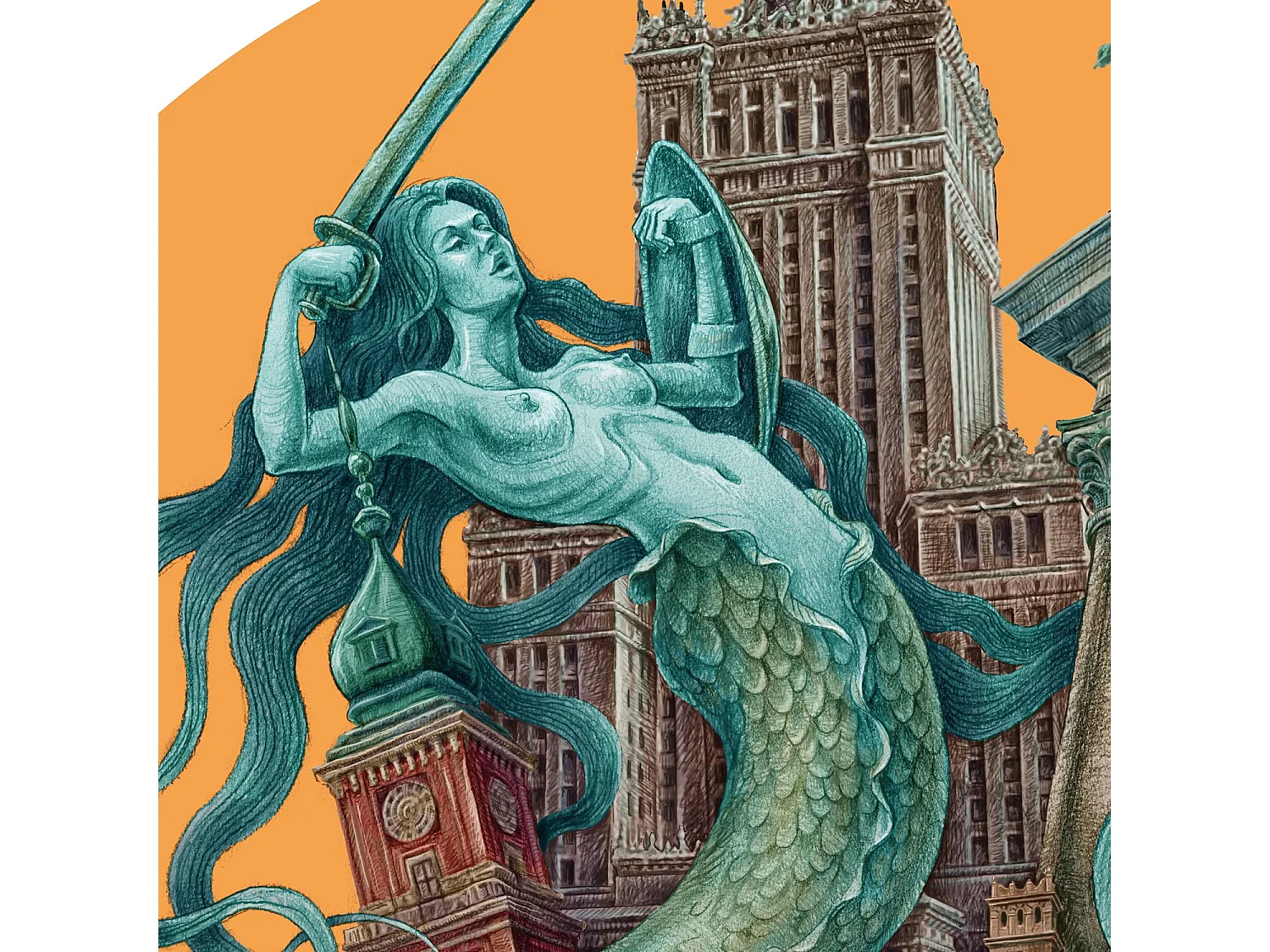 Affiche, décor de la ville polonaise, Varsovie, 42x59,4 cm Art de Varsovie, imprimé urbain.