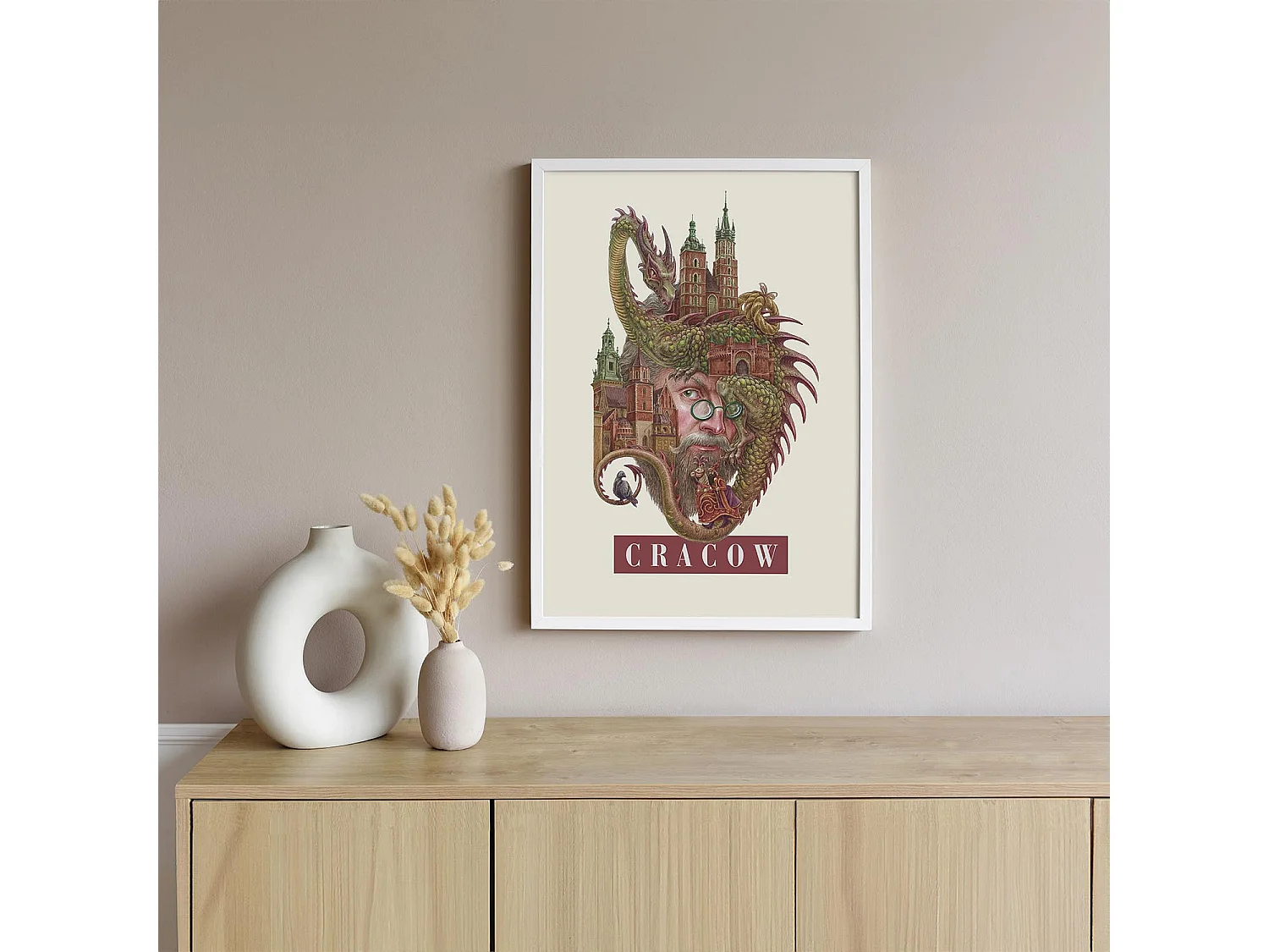 Foto in lijst, moderne Poolse kunst, Krakau ingelijst decor, Krakau minimalistische stedelijke print, kunst aan de muur 40x60 cm.