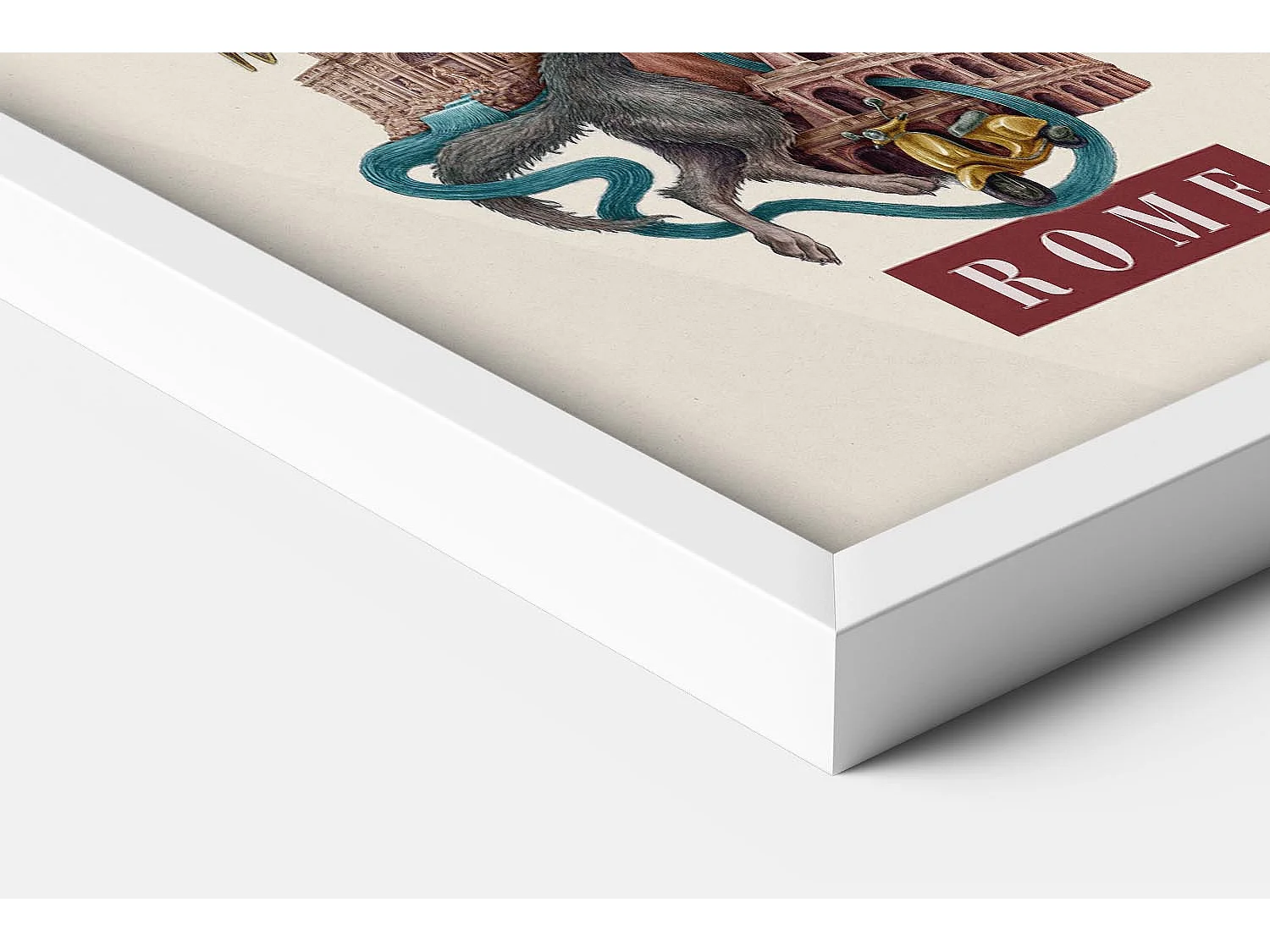 Gerahmtes Bild, italienisches Dekor Rom, weißer Rahmen Rom-Kunst, 40x60 cm Rom-Design, eleganter Rom-Stadtdruck.