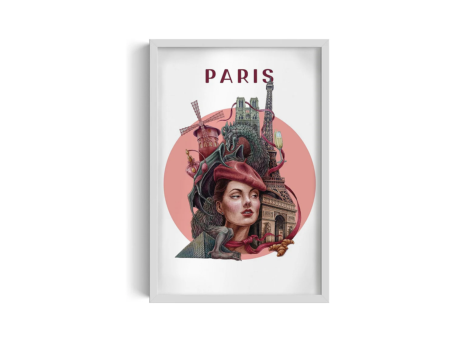 Image encadré, déco ville française, image cadre blanc Paris, 40x60 cm Paris art, imprimé urbain Paris.