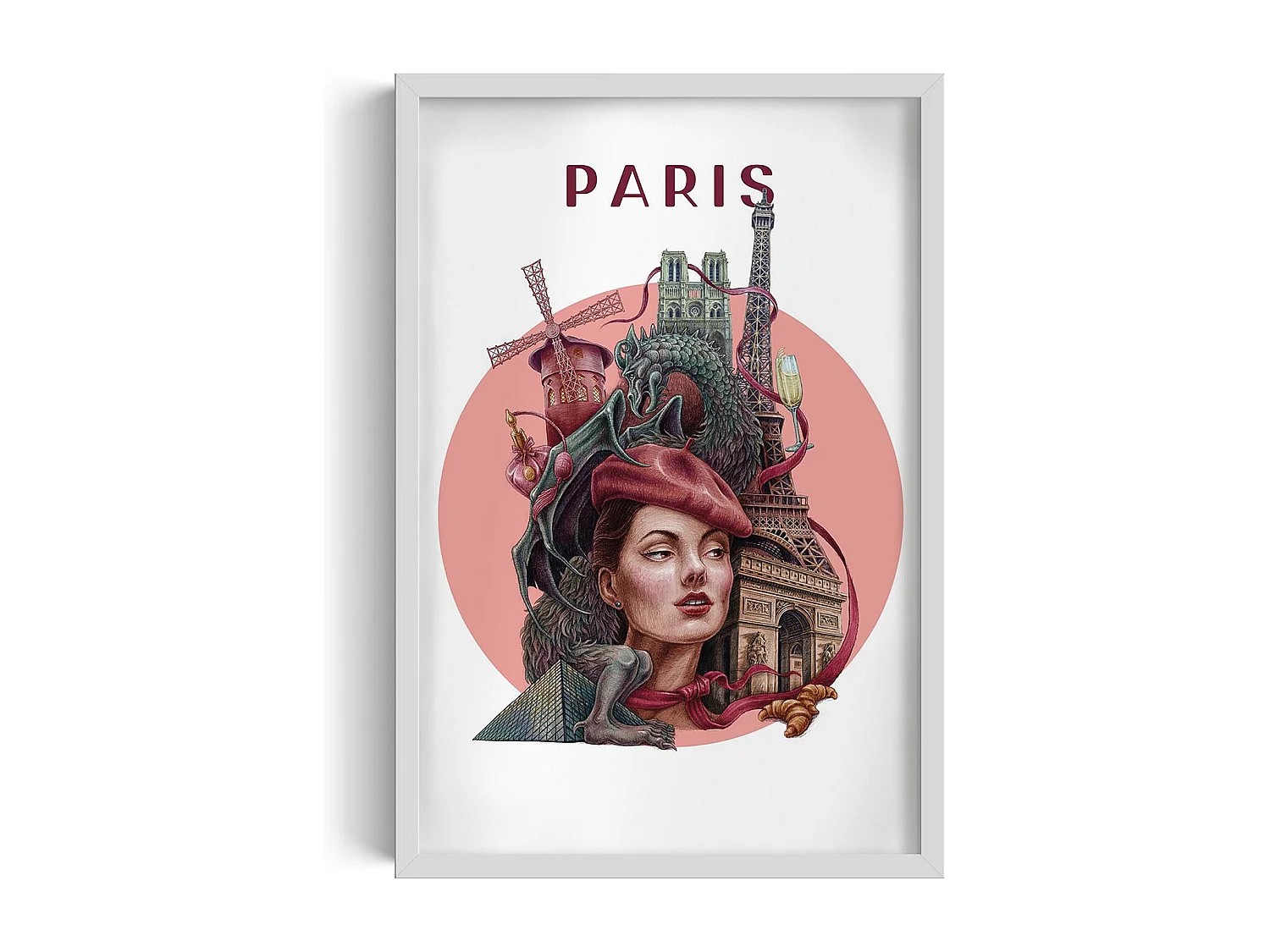 Image encadré, déco ville française, image cadre blanc Paris, 40x60 cm Paris art, imprimé urbain Paris.