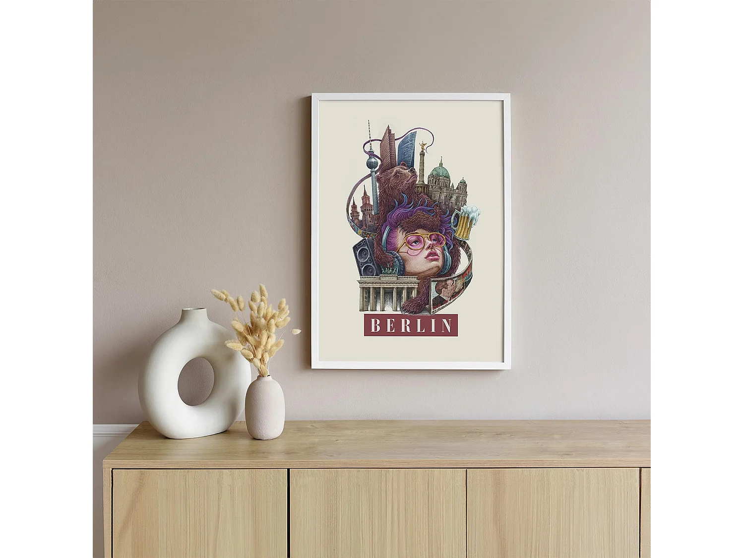 Image dans un cadre, décor allemand moderne, cadre blanc Berlin art, image minimaliste Berlin, 70x100 cm Berlin art.