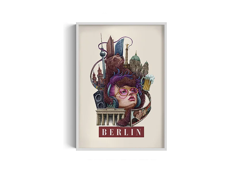 Bild im Rahmen, modernes deutsches Dekor, weißer Rahmen Berlin-Kunst, minimalistisches Bild Berlin, 70x100 cm Berlin-Kunst.