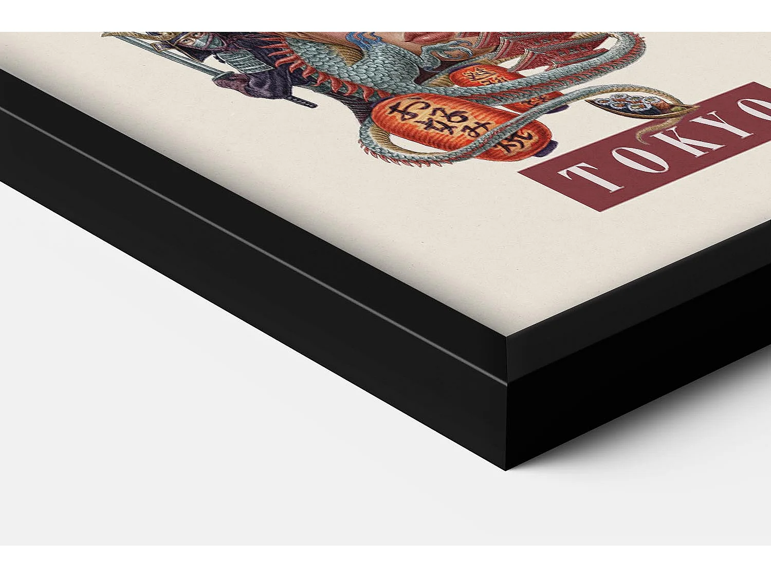 Image encadré, déco ville japonaise, imprimé Tokyo cadre noir, image Tokyo style urbain, 70x100 cm.