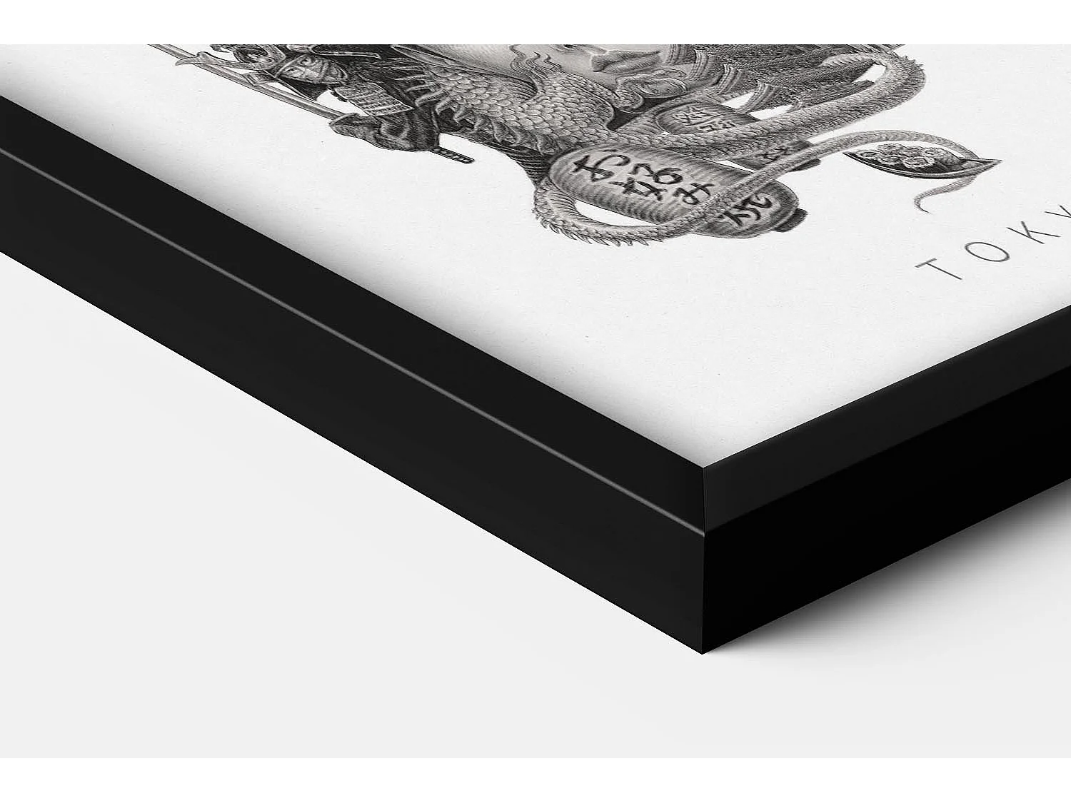 Gerahmtes Bild, raffiniertes japanisches Stadtdekor, schwarzer Kunstrahmen aus Tokio, Stadtbild aus Tokio, 50x70 cm.