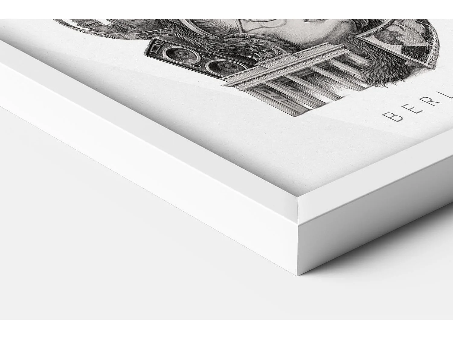 Foto in lijst, moderne Duitse muurkunst, Berlijnse witte lijstkunst, 40x60 stedelijke foto.