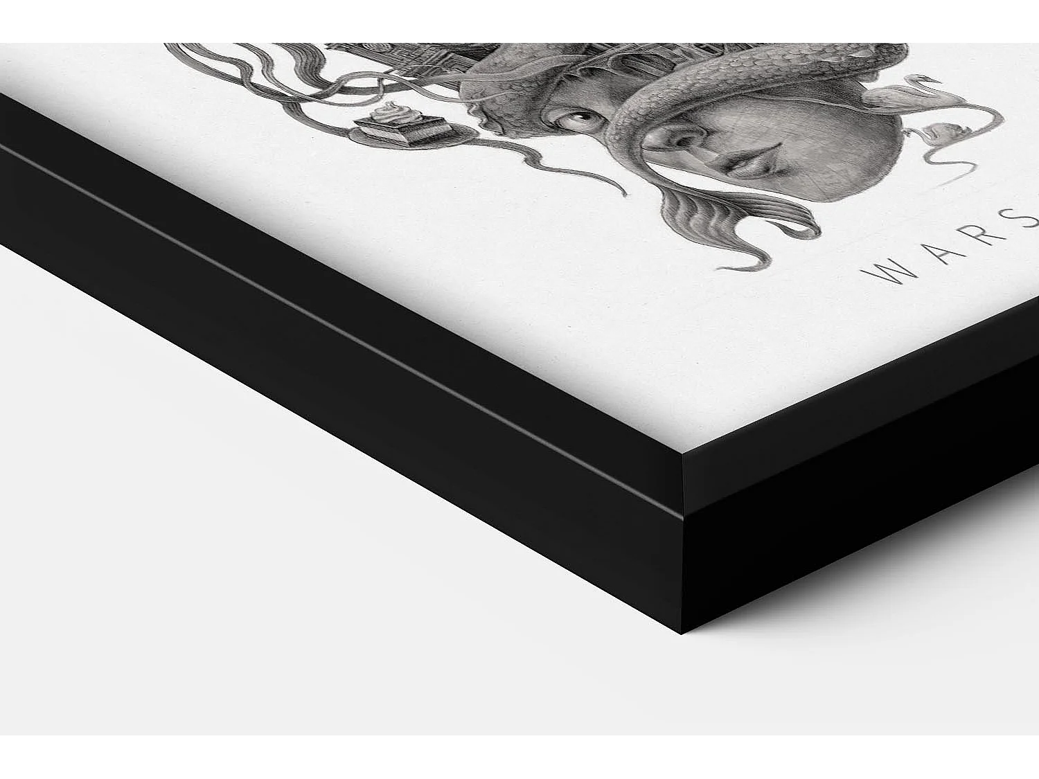 Immagine incorniciata, arredamento polacco, cornice nera, arte Varsavia, stampa minimalista Varsavia, design urbano 70x100 cm.