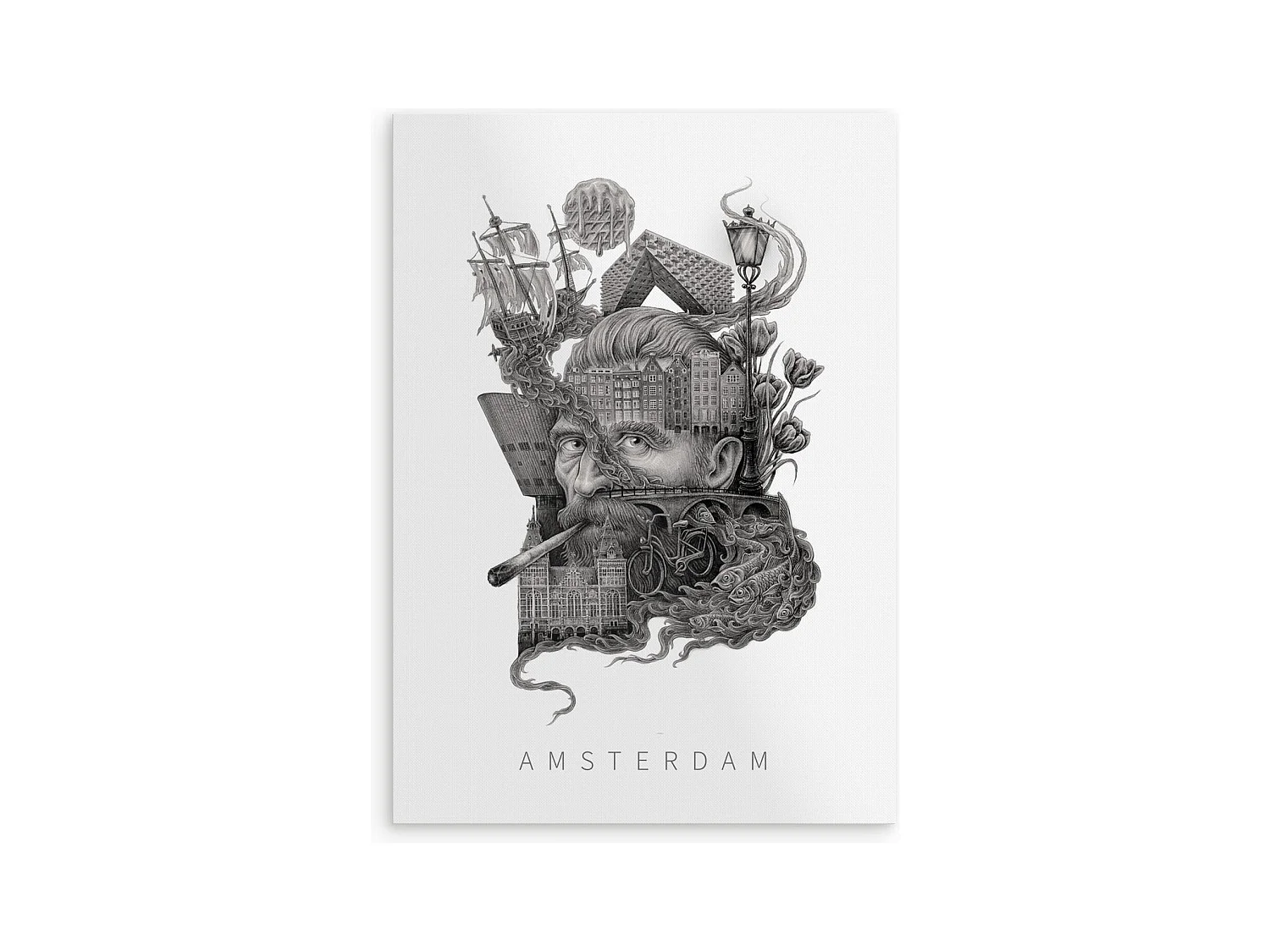 Affiche, décor hollandais élégant, art Amsterdam, affiche urbaine 42x59,4 cm Amsterdam.