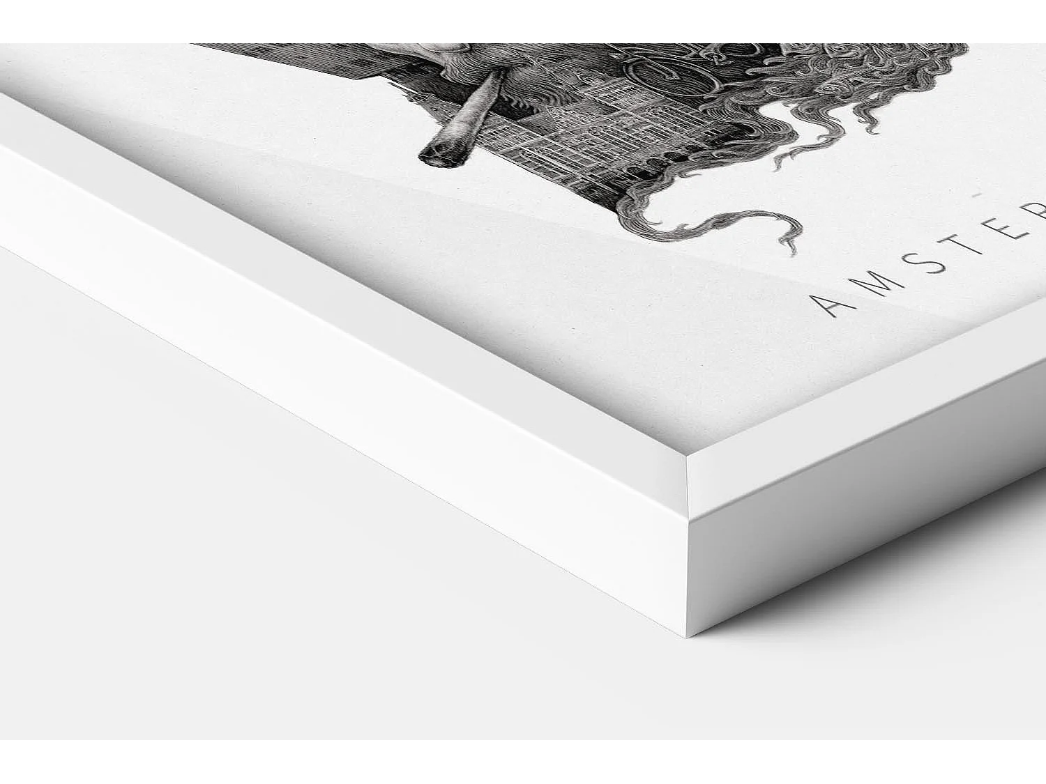 Gerahmtes Bild, elegantes niederländisches Dekor, weißer Rahmen der Amsterdamer Kunst, 40x60 cm großes Amsterdamer Stadtbild.