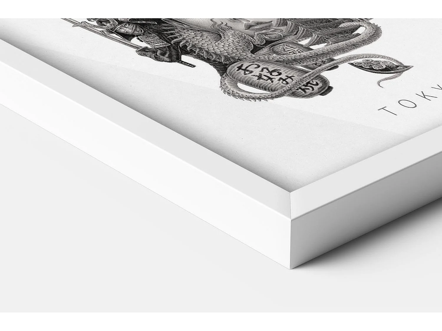 Image encadré, déco urbaine japonaise épurée, cadre blanc art Tokyo, image urbaine Tokyo, 40x60 cm.