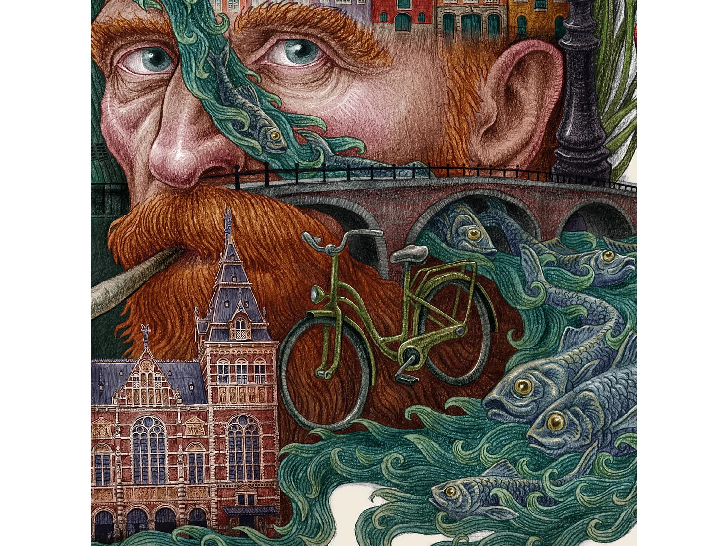 Poster, modernes niederländisches Dekor, Amsterdamer Kunst, Amsterdamer Stadtplakat, Druck 42x59,4 cm.