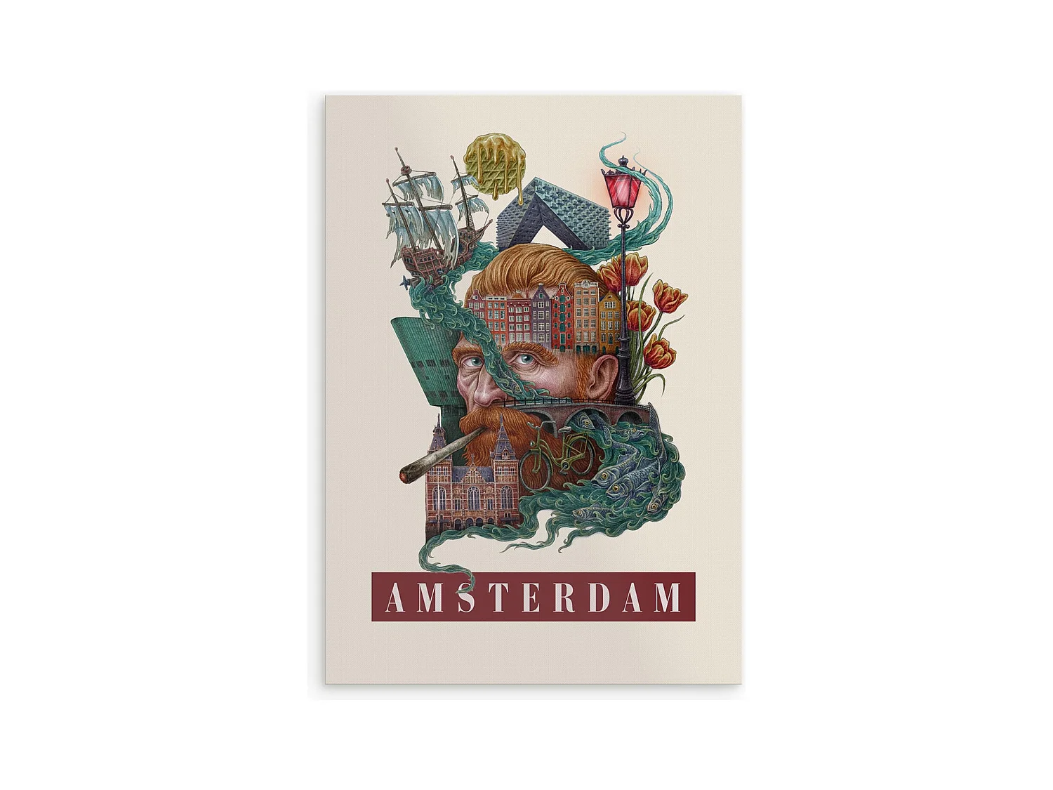 Affiche, décor hollandais moderne, art d'Amsterdam, affiche urbaine d'Amsterdam, impression 42x59,4 cm.