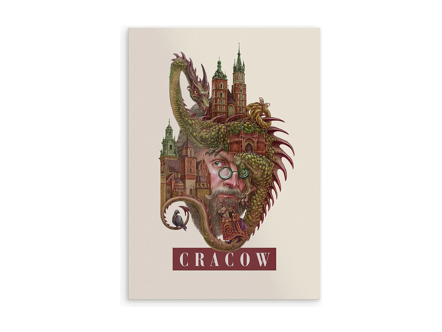 Affiche, art polonais moderne, décor de Cracovie, imprimé urbain minimaliste de Cracovie, art mural 42x59,4 cm.