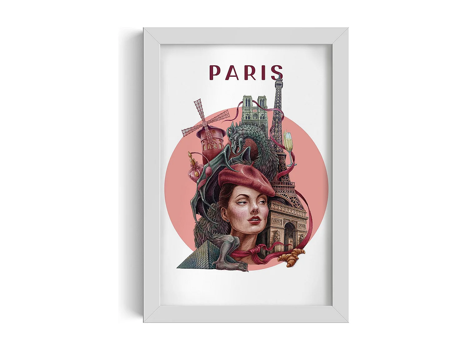 Image encadré, déco ville française, image cadre blanc Paris, 20x30 cm Paris art, imprimé urbain Paris.