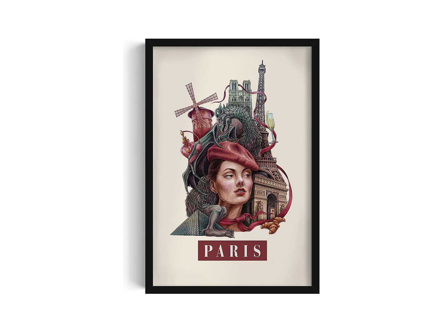Image encadré, déco urbaine élégante Paris, cadre noir art Paris, imprimé Paris 40x60 cm, image Paris minimaliste.