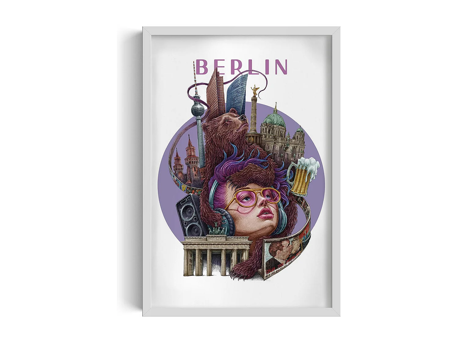 Ingelijste foto, Duits stadsdecor, Berlijnse witte lijstfoto, 40x60 cm Berlijnse kunst, stedelijke print.