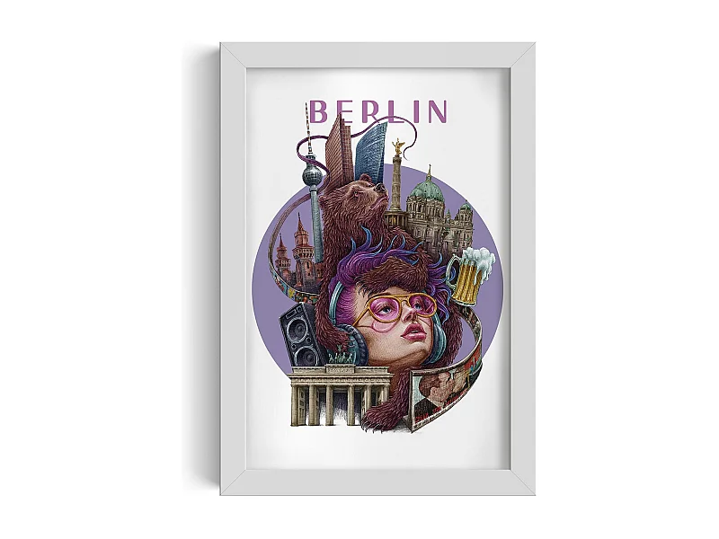 Ingelijste foto, Duits stadsdecor, Berlijnse witte lijstfoto, 20x30 cm Berlijnse kunst, stedelijke print.