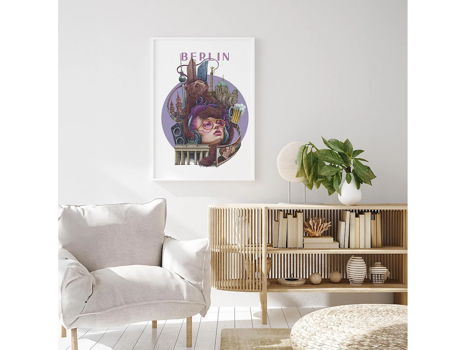 Ingelijste foto, Duits stadsdecor, Berlijnse witte lijstfoto, 20x30 cm Berlijnse kunst, stedelijke print.