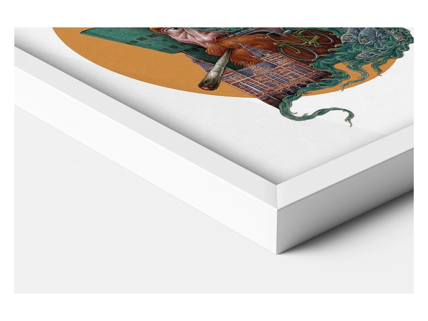 Quadro con cornice, arredamento della città olandese, quadro incorniciato bianco di Amsterdam, arte Amsterdam 20x30 cm, stampa urbana.
