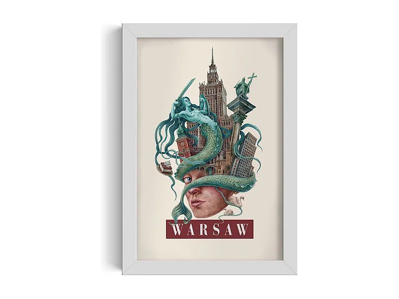 Foto in lijst, modern stedelijk decor, ingelijste kunst van Warschau, minimalistische stedelijke print van Warschau, Warschau ontwerp 20x30 cm.