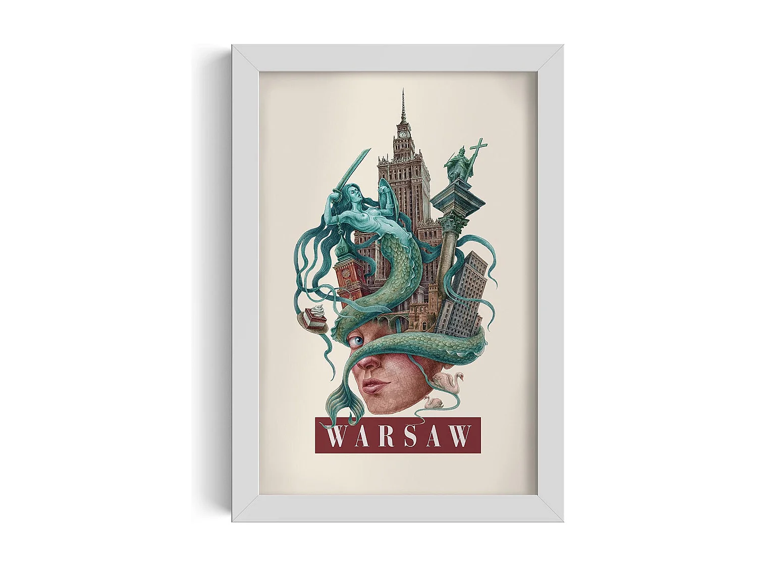 Image dans un cadre, décor urbain moderne, art encadré Varsovie, imprimé urbain minimaliste Varsovie, design Varsovie 20x30 cm.