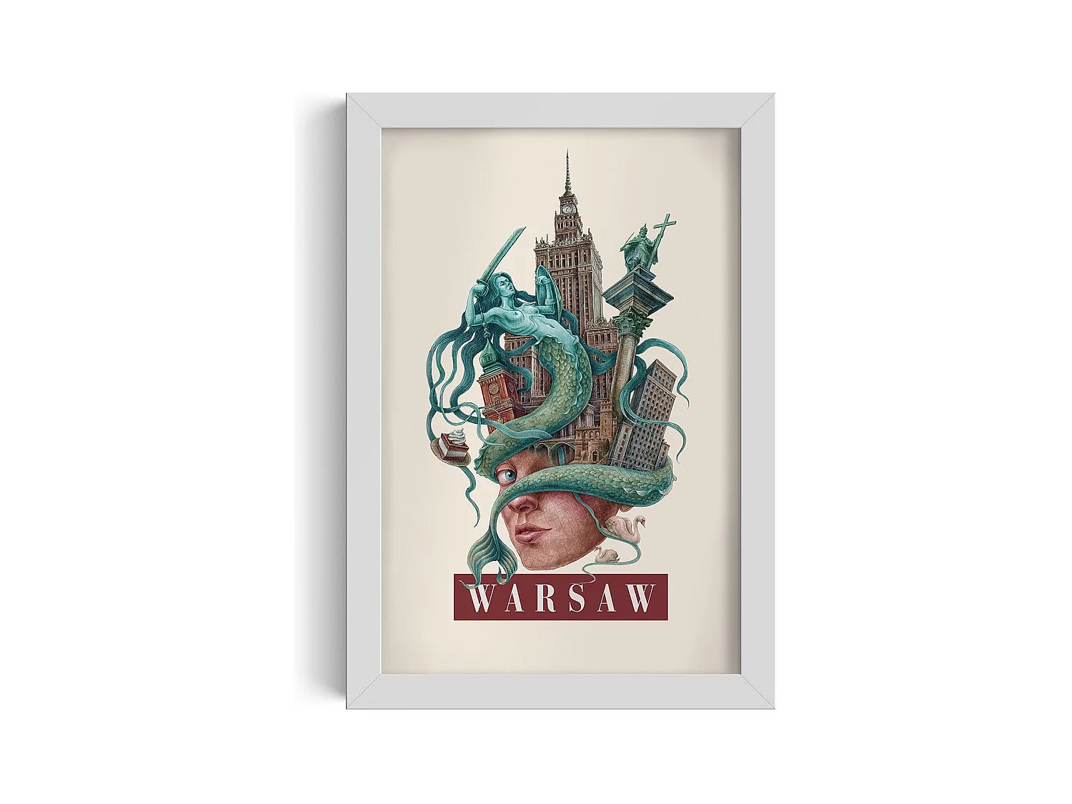 Image dans un cadre, décor urbain moderne, art encadré Varsovie, imprimé urbain minimaliste Varsovie, design Varsovie 20x30 cm.