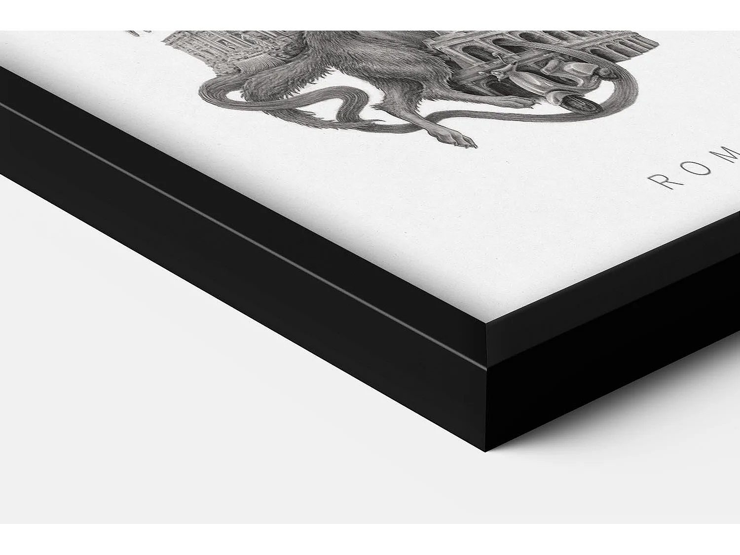 Bild im Rahmen, elegante italienische Dekoration, Rom-Kunst schwarzer Rahmen, Stadtbild von Rom, Rom-Design 70x100 cm.