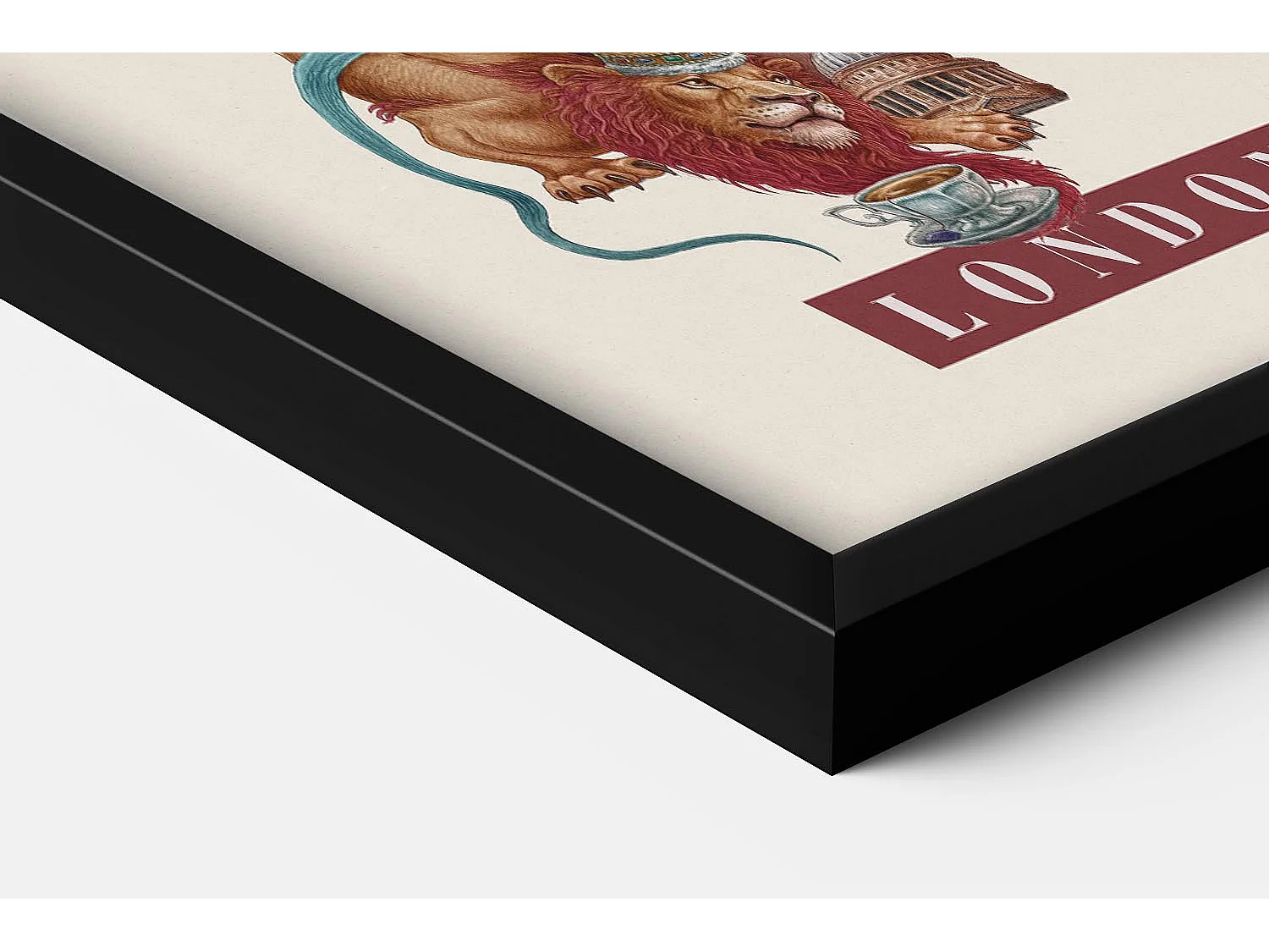 Image encadré, décor urbain Londres, cadre noir Londres art, image paysage urbain minimaliste Londres, 50x70 cm.