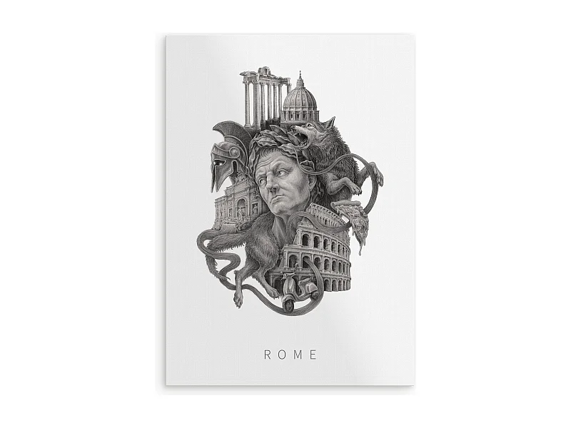 Poster, elegante italienische Dekoration, Rom-Kunst, Stadtplakat von Rom, Rom-Design 29,7 x 42 cm.