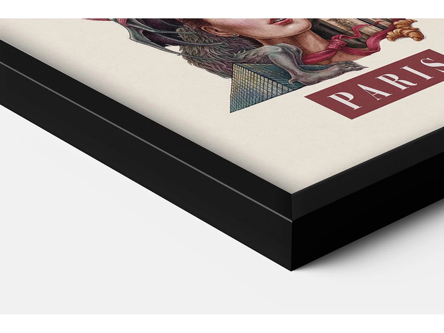 Gerahmtes Bild, elegantes Pariser Stadtdekor, schwarzer Paris-Kunstrahmen, Paris-Druck 50x70 cm, minimalistisches Paris-Bild.