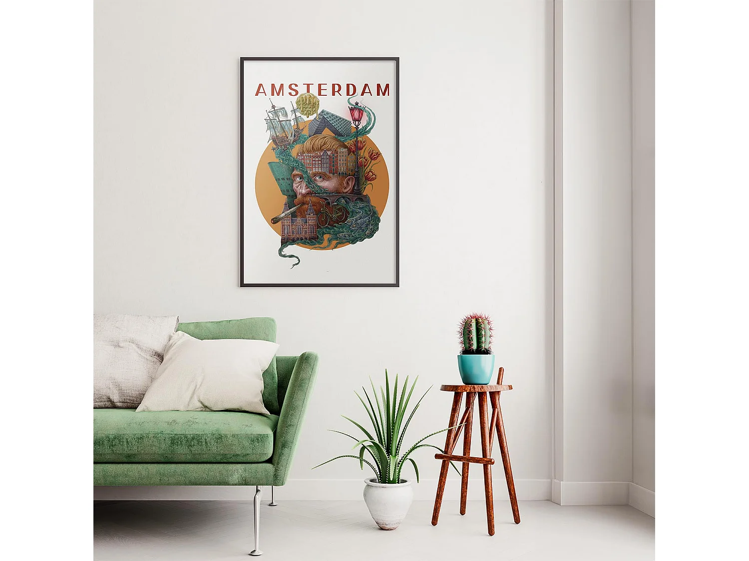 Affiche, décor de ville néerlandaise, Amsterdam, 42x59,4 cm art d'Amsterdam, imprimé urbain.