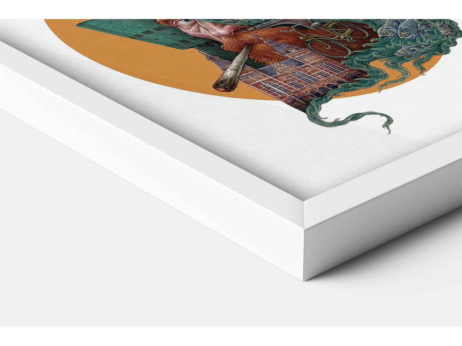 Bild im Rahmen, niederländisches Stadtdekor, Amsterdam weiß gerahmtes Bild, 40x60 cm Amsterdamer Kunst, urbaner Druck.