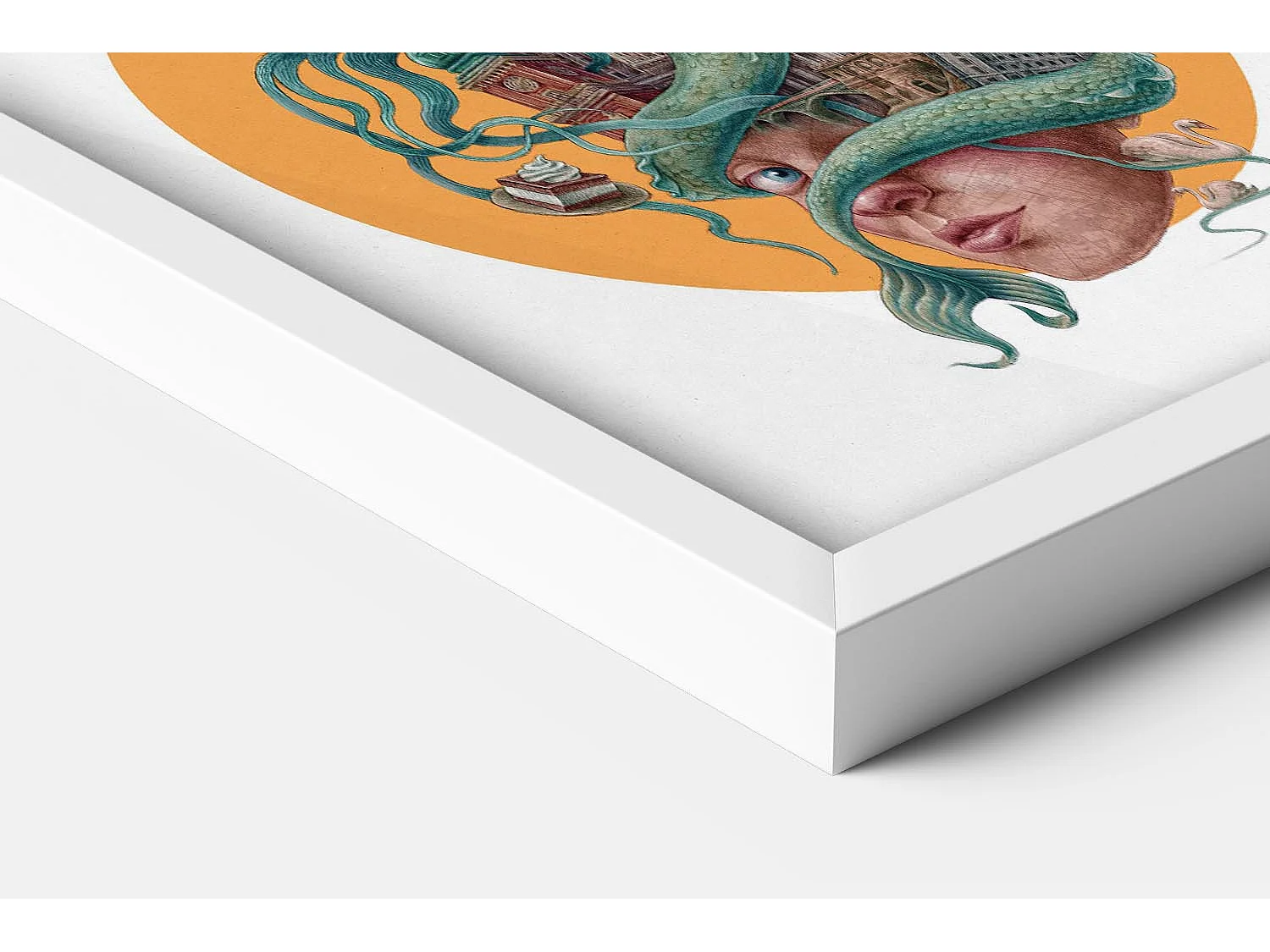 Bild im Rahmen, polnisches Stadtdekor, weiß gerahmtes Bild Warschau, 70x100 cm Warschauer Kunst, urbaner Druck.