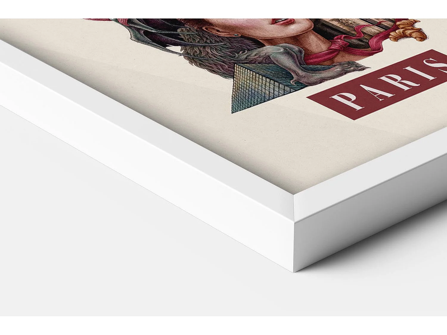 Image encadré, déco urbaine élégante Paris, cadre blanc art Paris, imprimé Paris 50x70 cm, image Paris minimaliste.